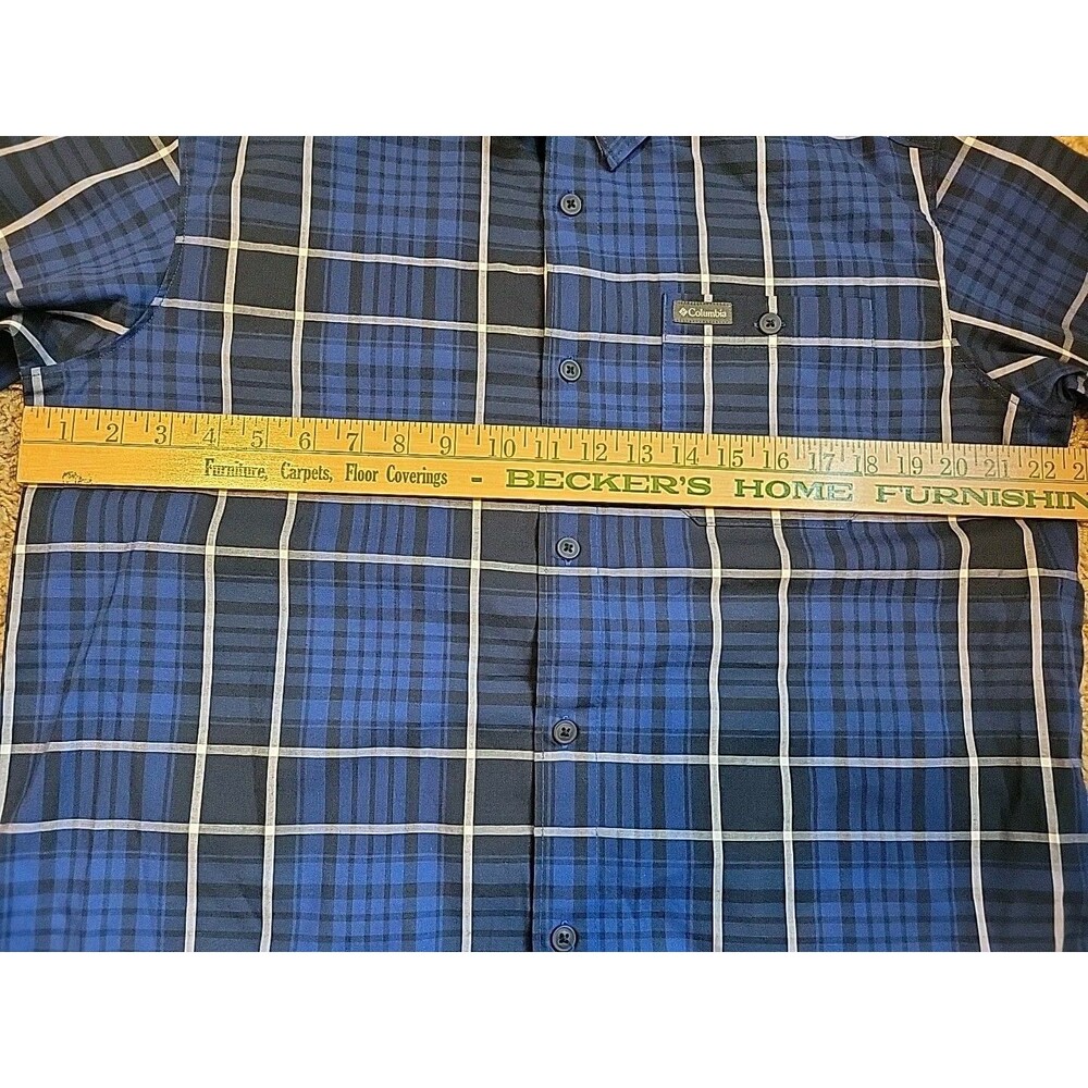 NWOT Men’s Columbia Shirt Blue/White/Black Plaid Button Long Sleeve Size Medium - Picture 10 of 10